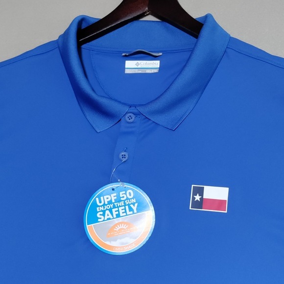 Columbia PFG Men's Terminal‎ Tackle Texas Flag Polo Shirt Size XXL 2XL Blue NWT - Picture 7 of 16